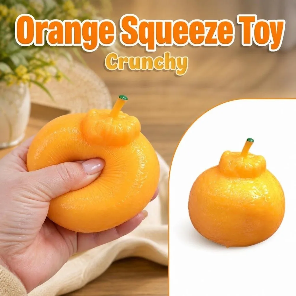 Crunchy Orange Squeeze Moldable Building Blocks Crackling Orange Squishy Comfortable Hand Relax Realistic Fruits Pinch