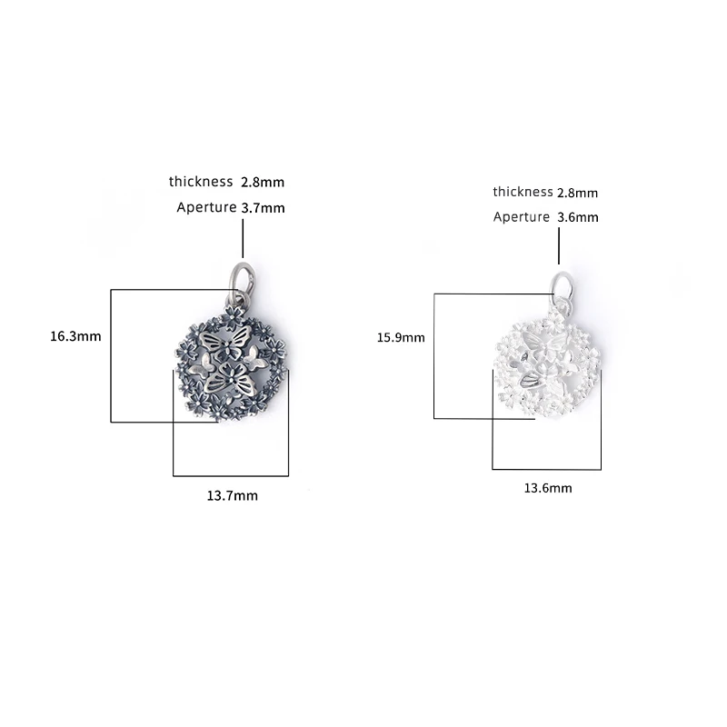 سحر 925 الفضة الرجعية الجوف التدريجي فراشة دائرة قلادة قلادة اليدوية DIY اكسسوارات سحر لسوار بلاتا 925 #2