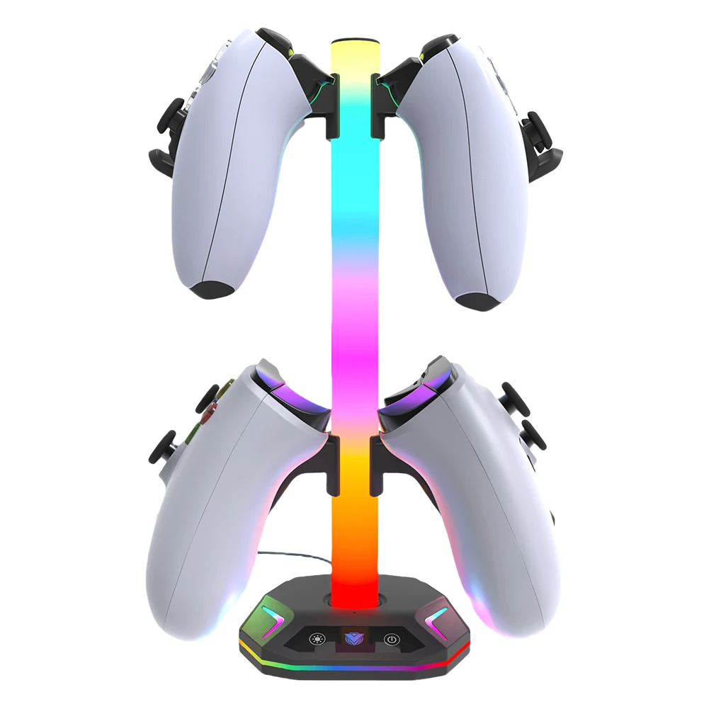 RGB Headset Stand 9 Light Modes Controller Holder  w/ USB +Type C Charging +USB Data Ports for PS5/PS4/Xbox/Switch Pro