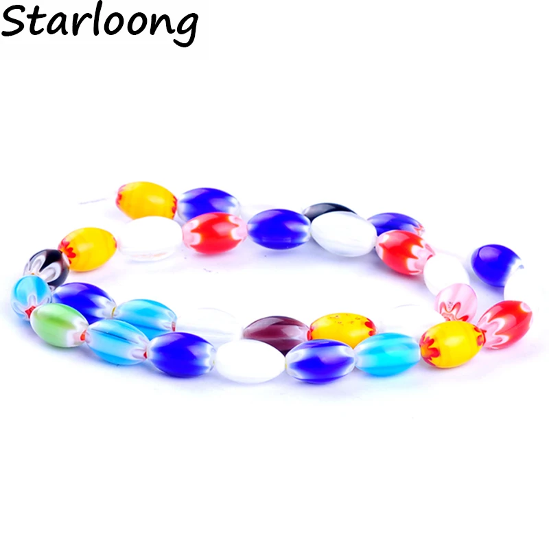 31pcs/string colors mixed oval shape pumpkin beads lampwork glazed glass beads for bracelet necklace DIY jewelry making