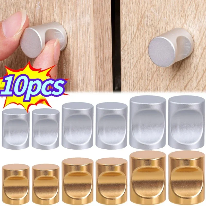 1/6pcs Cabinet Pulls Cupboard Drawer Knobs Aluminum Alloy Kitchen Door Knob Silver Gold Wardrobe Handles Hardware With Screws