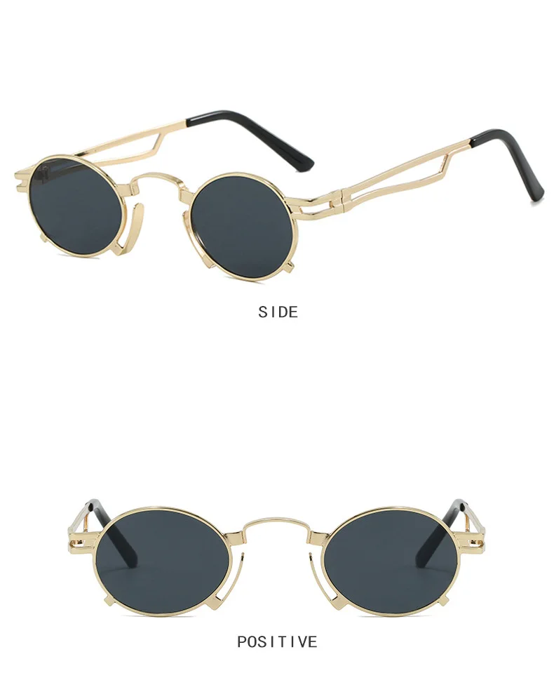 Punk Kleine Runde Sonnenbrille Frauen Retro Marke Designer Metall Rahmen Fashion Shades UV400 Sonnenbrille Weibliche Outdoor Brillen Männer – Detail 7