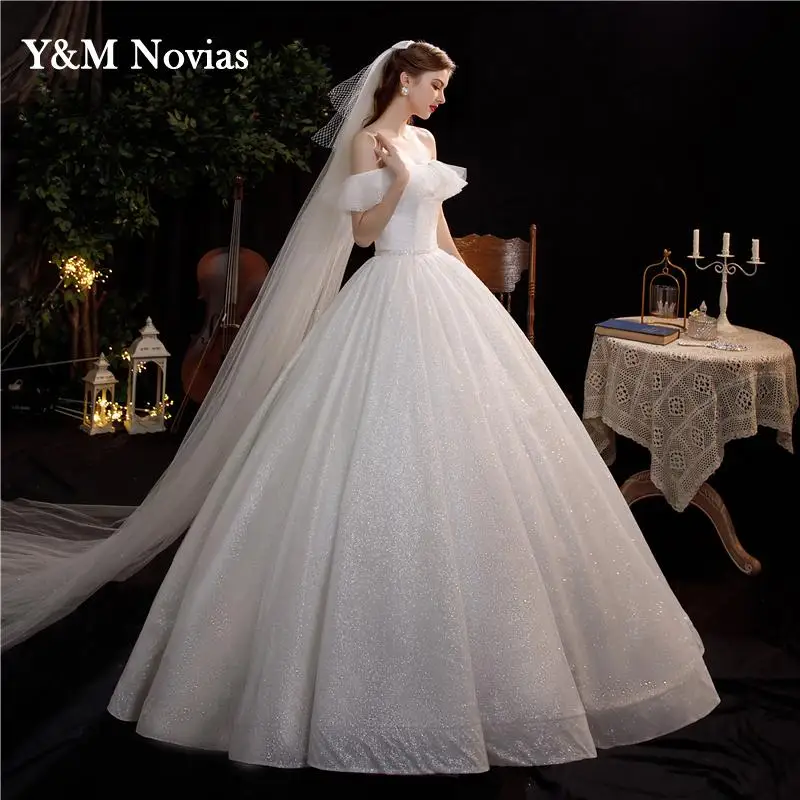 2021 New off White Off the Shoulder Vestido De Noiva Wedding Dress Floor Custom-made Plus Size Bridal gown Real Princess Mariage