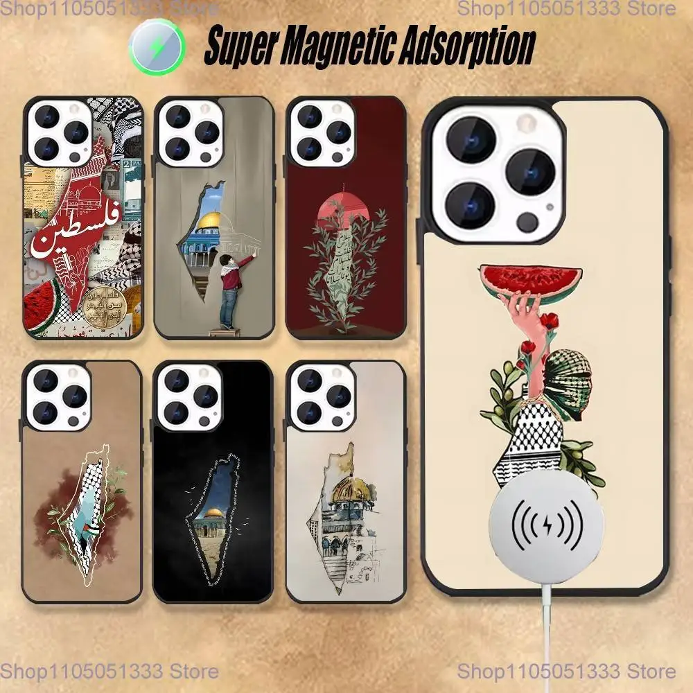 

Keffiyeh P-PalestineS-Flowers Phone Case For iPhone 17,16,15,14,13,12,Pro,Max,Plus,Mini,Magsafe,Magnetic Wireless Charging Case