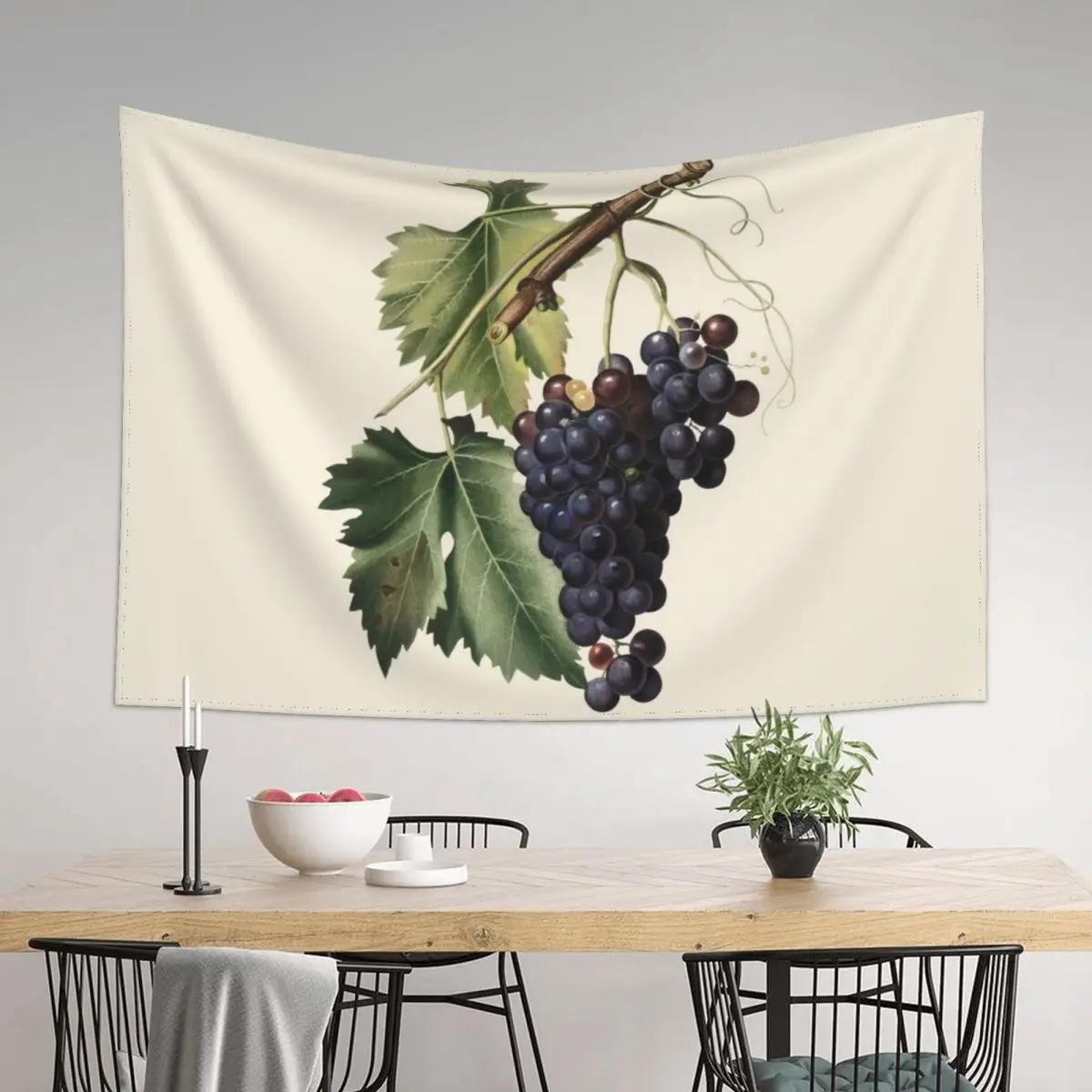 

Black Grape Antique Botanical Illustration Tapestry Room Decorating Aesthetic Room Ornaments Tapestry