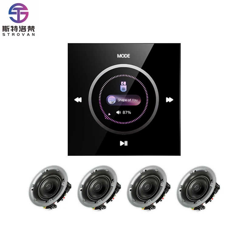 

4-Inch Wall AmplifierTouch Screen Wall-Mounted Home Theater System Sound Amplifier for & Host Blue-tooth Background Music