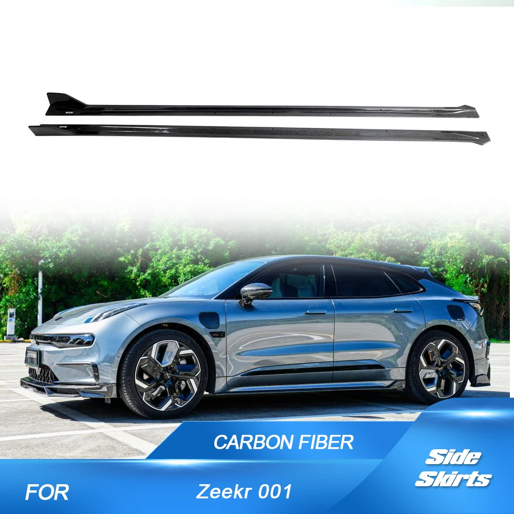 Carbon Fiber Car Side Skirts For Geely Zeekr 001 2021-2024 Car Side Body Kits Door Extensions Lip Apron Guard