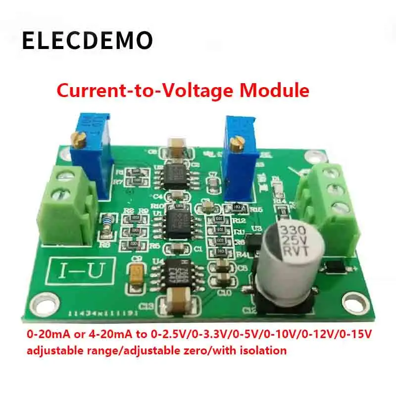 Current to Voltage Converter Module, 0/4-20mA to 0-10V Signal Transmitter, High Precision Low Noise I/V Conditioning Board DIY