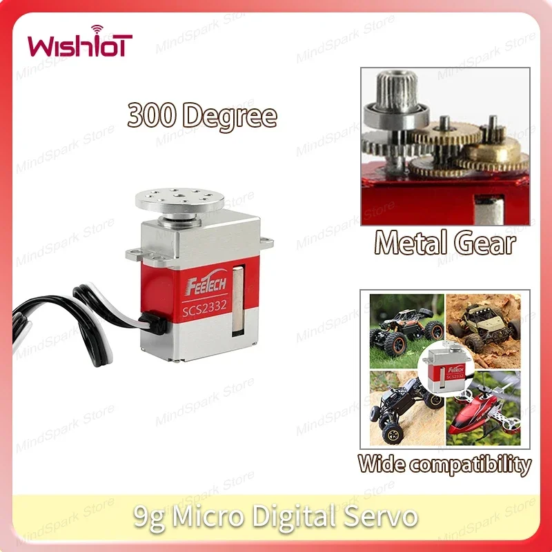 Micro Servo numérique 9g, 4.5kg, rotor verrouillé, engrenage métallique, moteur sans noyau, 300 degrés, couple élevé, pièce pour bricolage, voiture Robot, jouets
