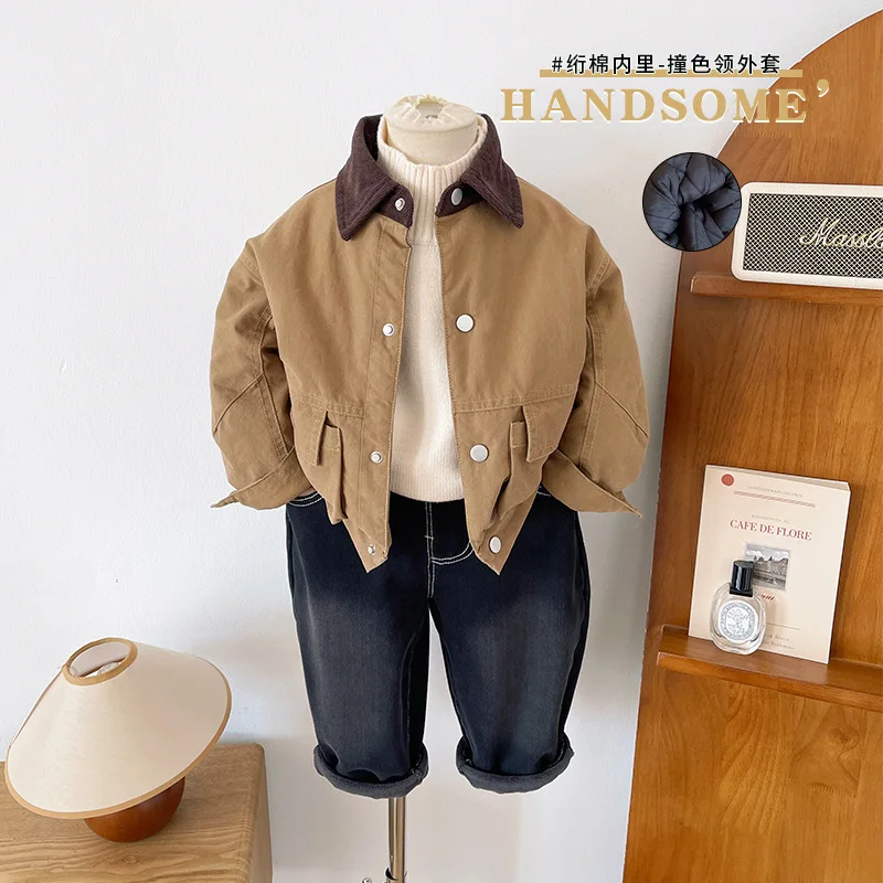 

Jacket Vintage Padded Coat Winter New Boys Grils Children Warm Cool Fashionable Comfortable All-matching Korean Loose