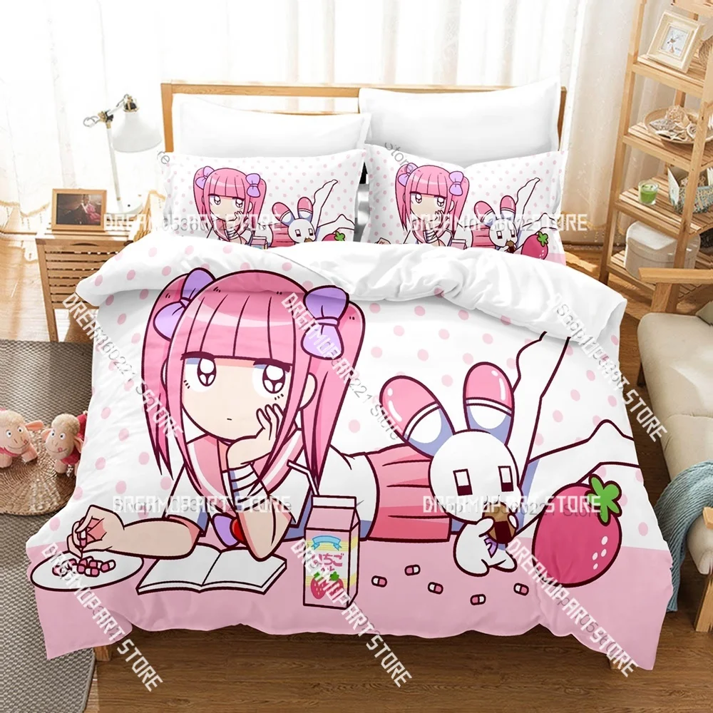 3D Printed Menhera Chan Anime Bedding Set for Boys Girls Duvet Cover Pillowcase Twin Queen King Full Single Double Sizes
