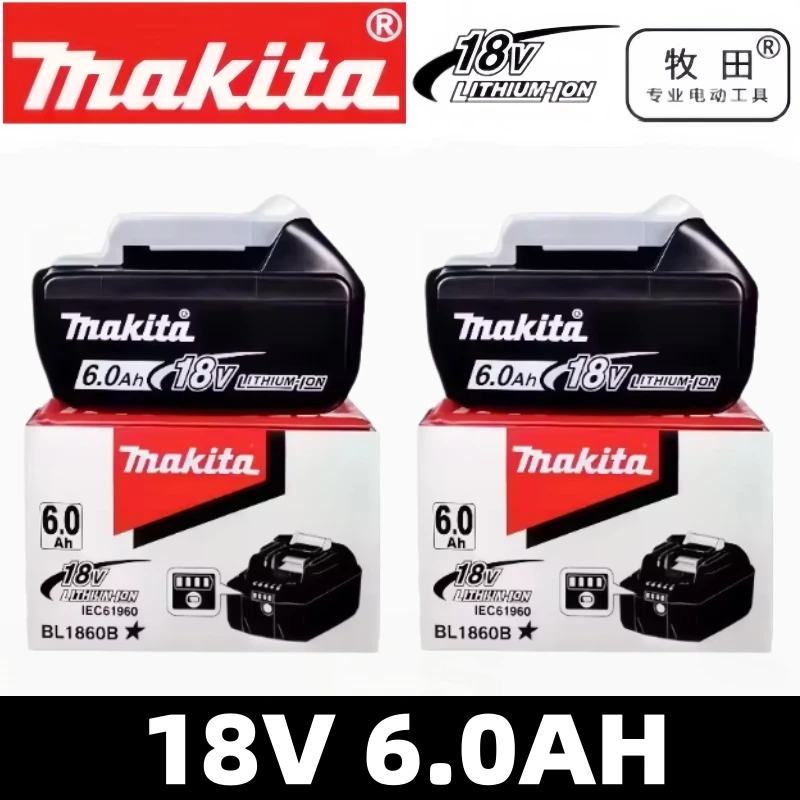 Original Makita 18V 6.0Ah Rechargeable Battery ,For Makita BL1830 BL1830B BL1840 Power Tools Battery+electric drill+charger