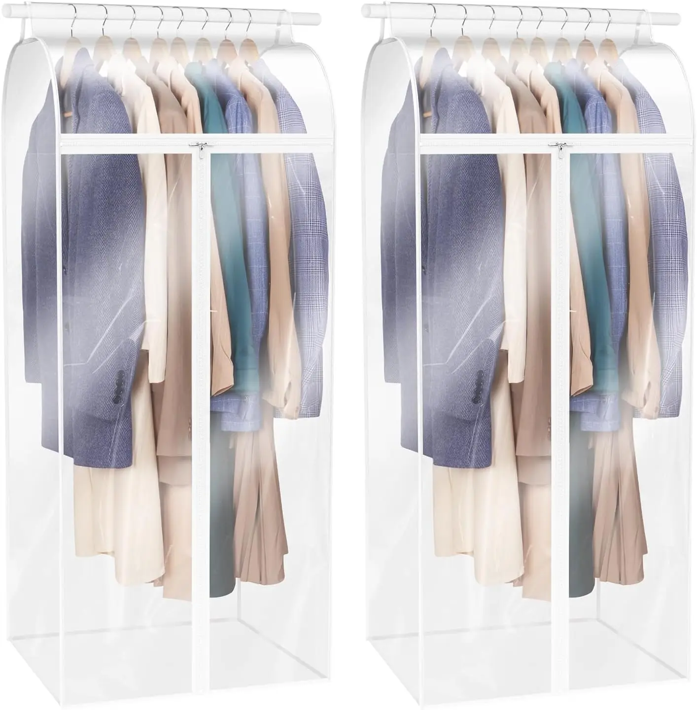 

Dress Bags for Hanging Clothes 60 inch (2 Pack) Clear Garment Rack Cover Hanging Garment Bags for Storage for Coats Long