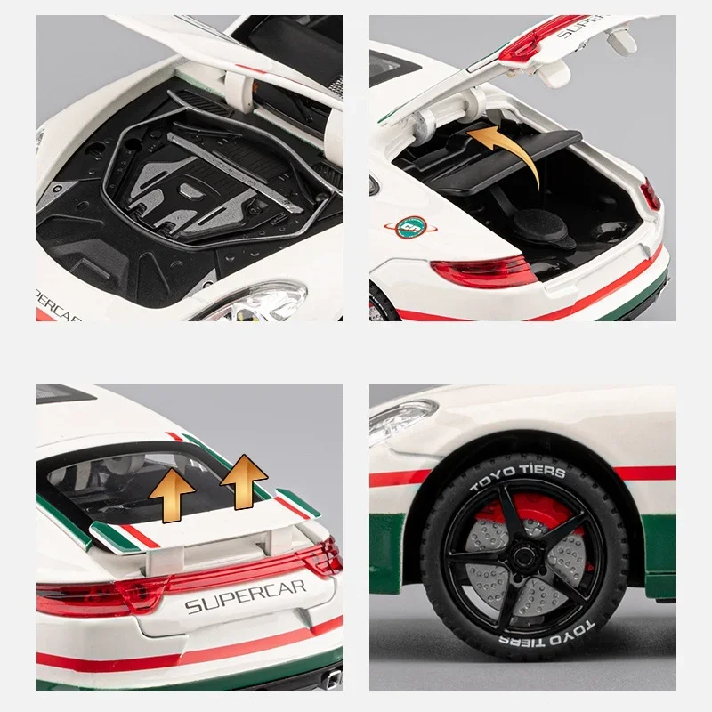 1:24 Panamera Supercar With Spray Alloy Car Model Sound and Light Pull Back Children's Toy Collectibles Birthday gift