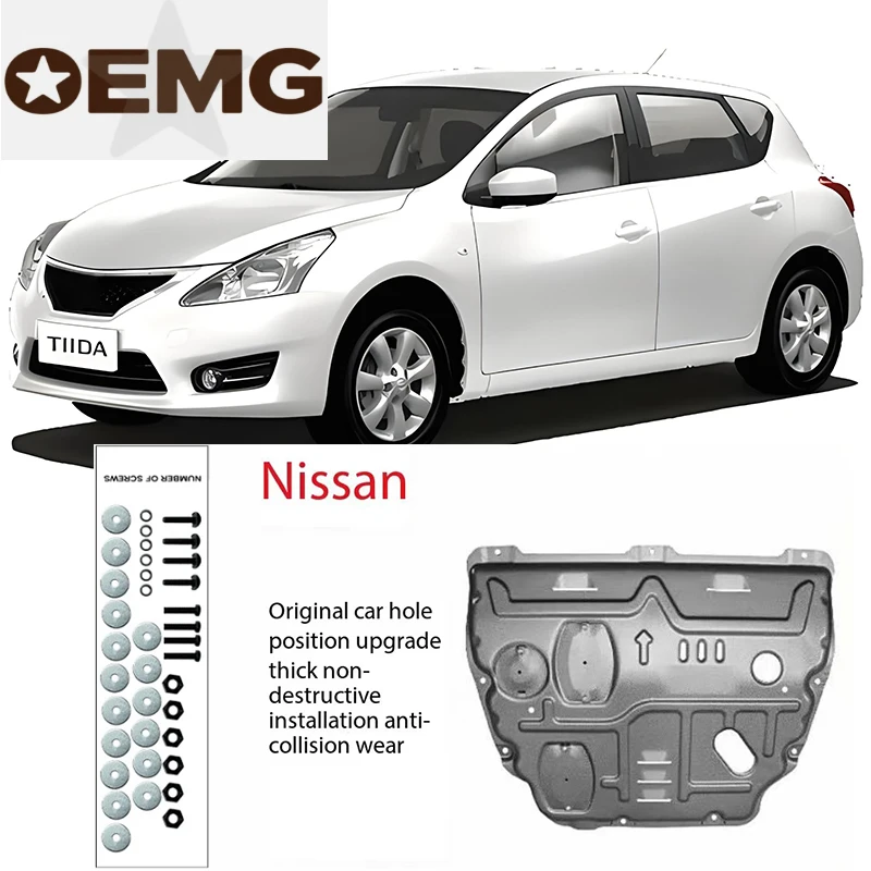 Под двигателем, брызговик, брызговик, крышка крыла, защита крыла для NissanTiida 2011-2021 1,6 л 1,6 т, черный автомобиль