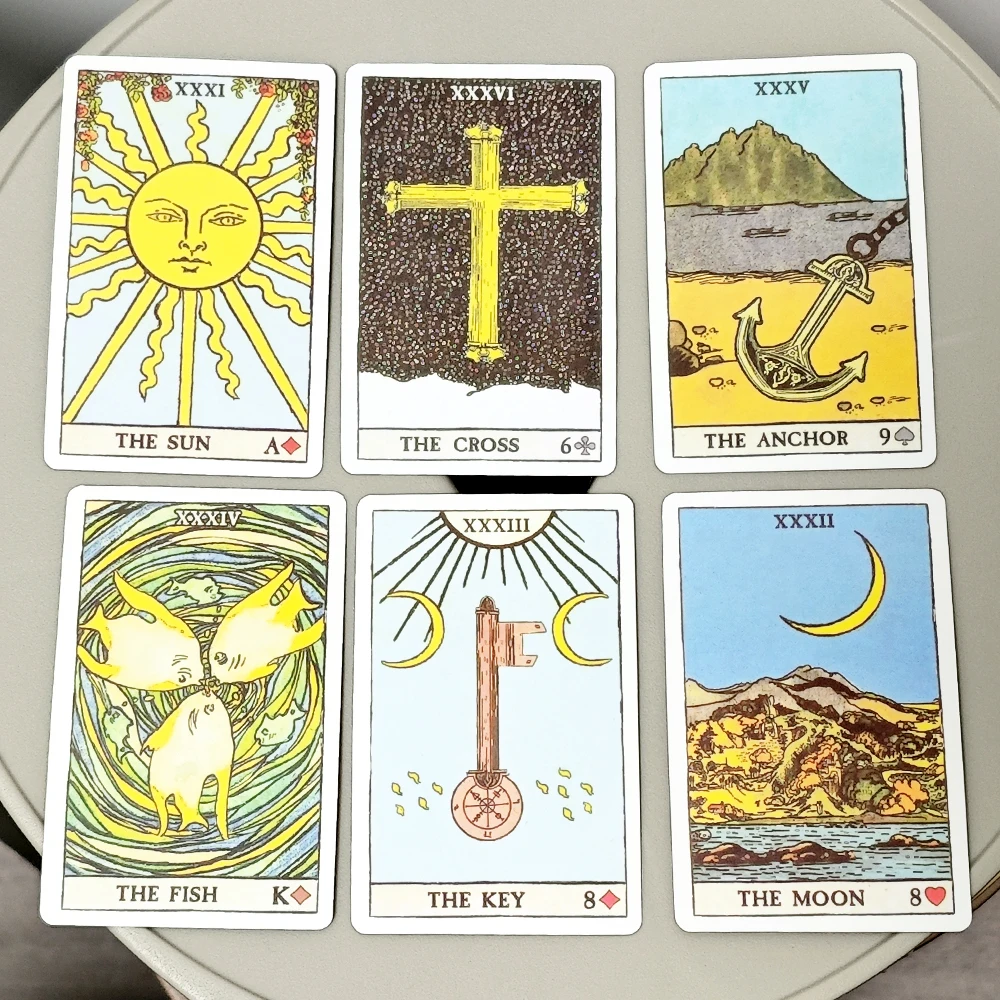 بطاقات Lenormand 36 قطعة مذهلة من Pixie مقاس 9*6 سم تم إنشاؤها مع عمل فني من The Smith-Waite Tarot Deck وThe Golden Vanity #4