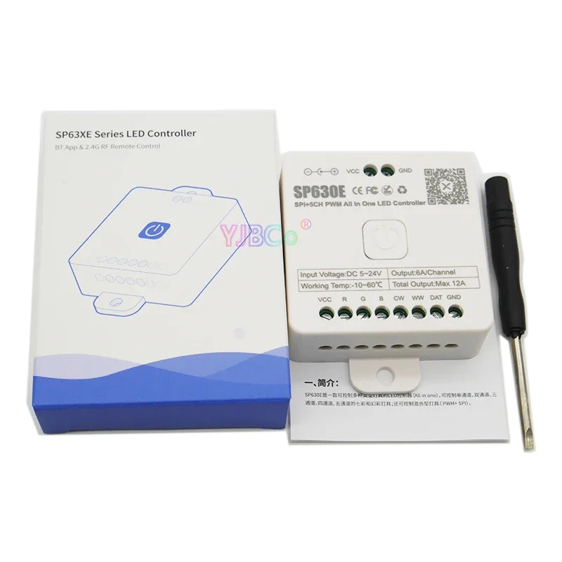 

IP67 Waterproof DMX512-SPI Decoder SP630E SPI+5CH PWM led controller compatible with WS2812B WS2811 SK6812 FCOB 5050 light