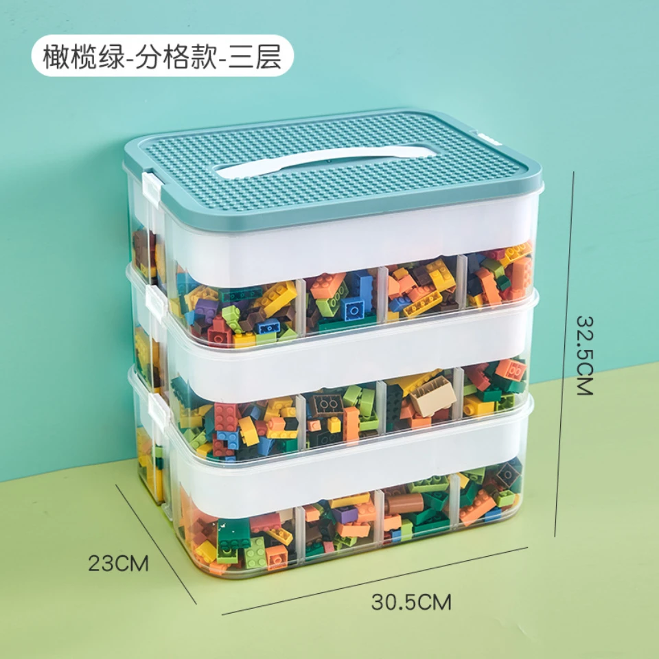 Stackable Kids' Building Blocks Storage Box with Handle - Adjustable Organizer for Toys, Cosmetics, and Sundries image 6