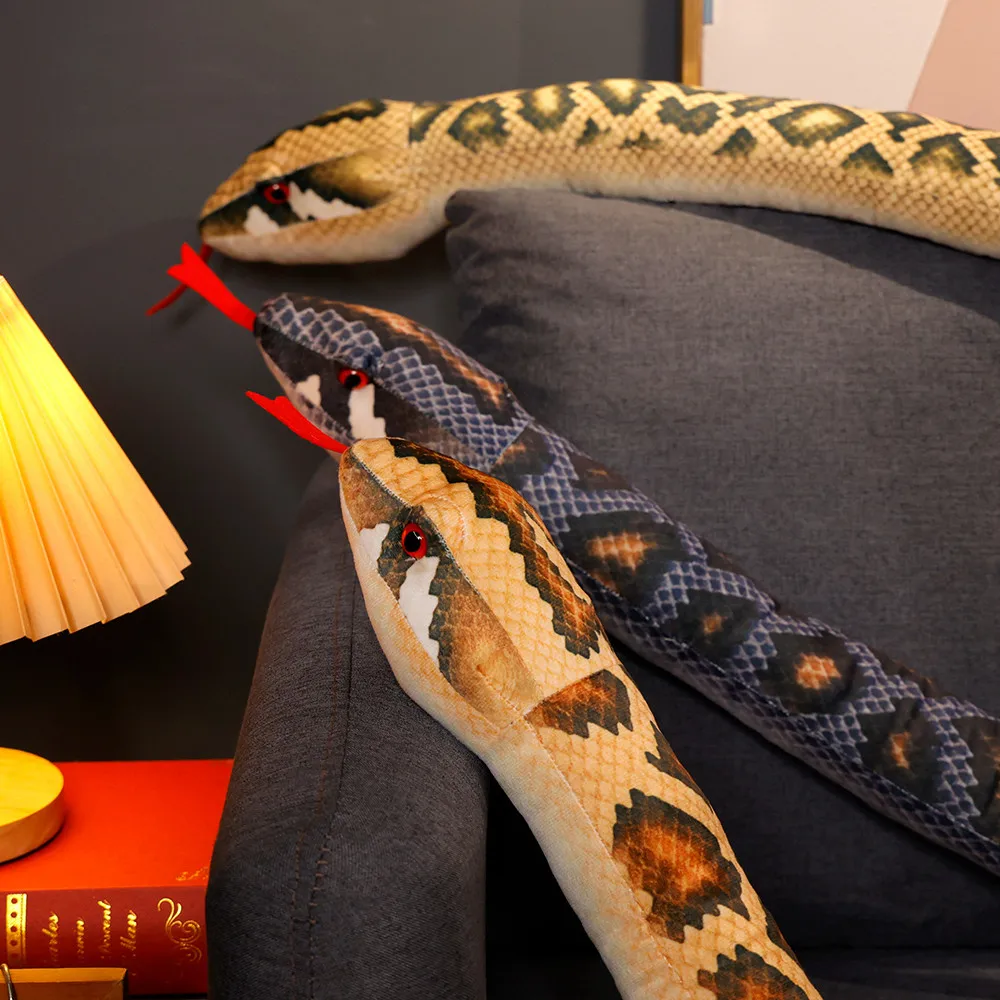 Big Size Simulated Python Snake Plush Toy Giant Boa Cobra Long Stuffed Snake Plushie Pillow Children Boys Gift Home Decoration