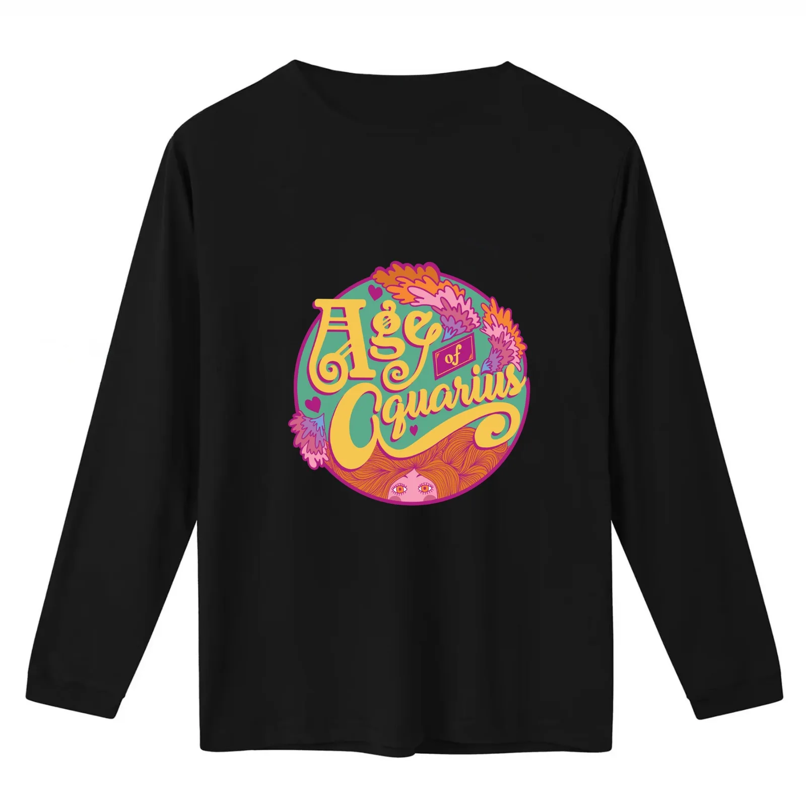 Age of Aquarius T-Shirt Summer Casual Cotton Tee Oversized Streetwear Tops Vintage Graphic Print Loose Fit Short Sleeve