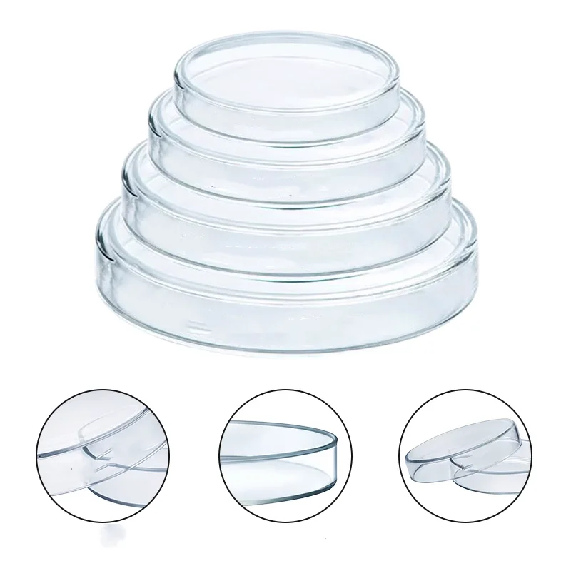 10 قطعة طبق بتري الزجاج سميكة خلية ثقافة البكتيريا طبق ارتفاع درجة الحرارة مقاومة لوحة بيولوجية سفينة تجريبية