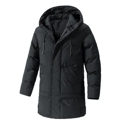 Winter Men's Warm Padded Jackets Fashion Men Mid-Long Cotton Down Parkas Men Thermal Windbreaker Hooded Coats Plus Size 7XL 8XL