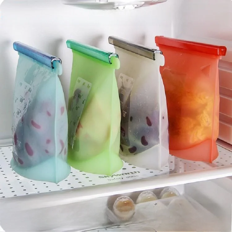 おすすめシリコン製食品保存袋-キッチン必需品-密閉鮮度保持バッグ-家庭用-食材の分量分けに