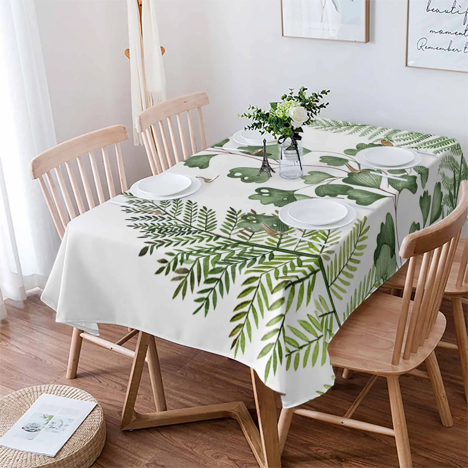 

Green Fern Plants Waterproof Tablecloth For Table Kitchen Decorative Coffee Cuisine Party Table Cover