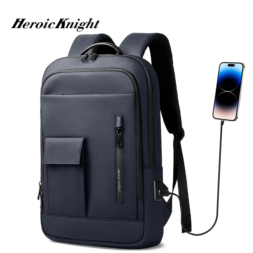 Heroic Knight Multifunctional Laptop Backpack Stylish Men Classic USB Charging Business Backpack Waterproof Slim Work Backpack