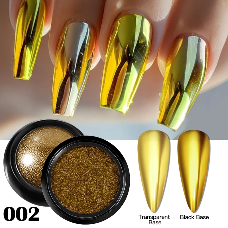 8 Cores Metálico Chrome Nail Powder Magic Mirror Gold Silver Decor Rubbing Glitter Pigmento Flocos Manicure Nail Accessories