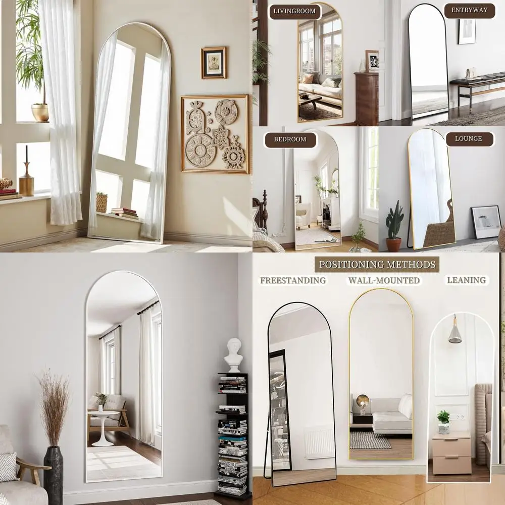 

Зеркало настенное арочное в полный рост, 56 x 20 дюймов, белое, для спальни или гостиной