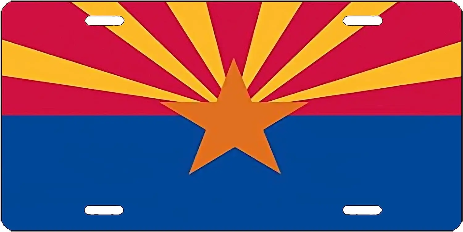 Arizona State Flag License Plate Novelty Auto Car Tag Gift Lisence Plate for Men Women Car Front License Plate 12x6 Inch