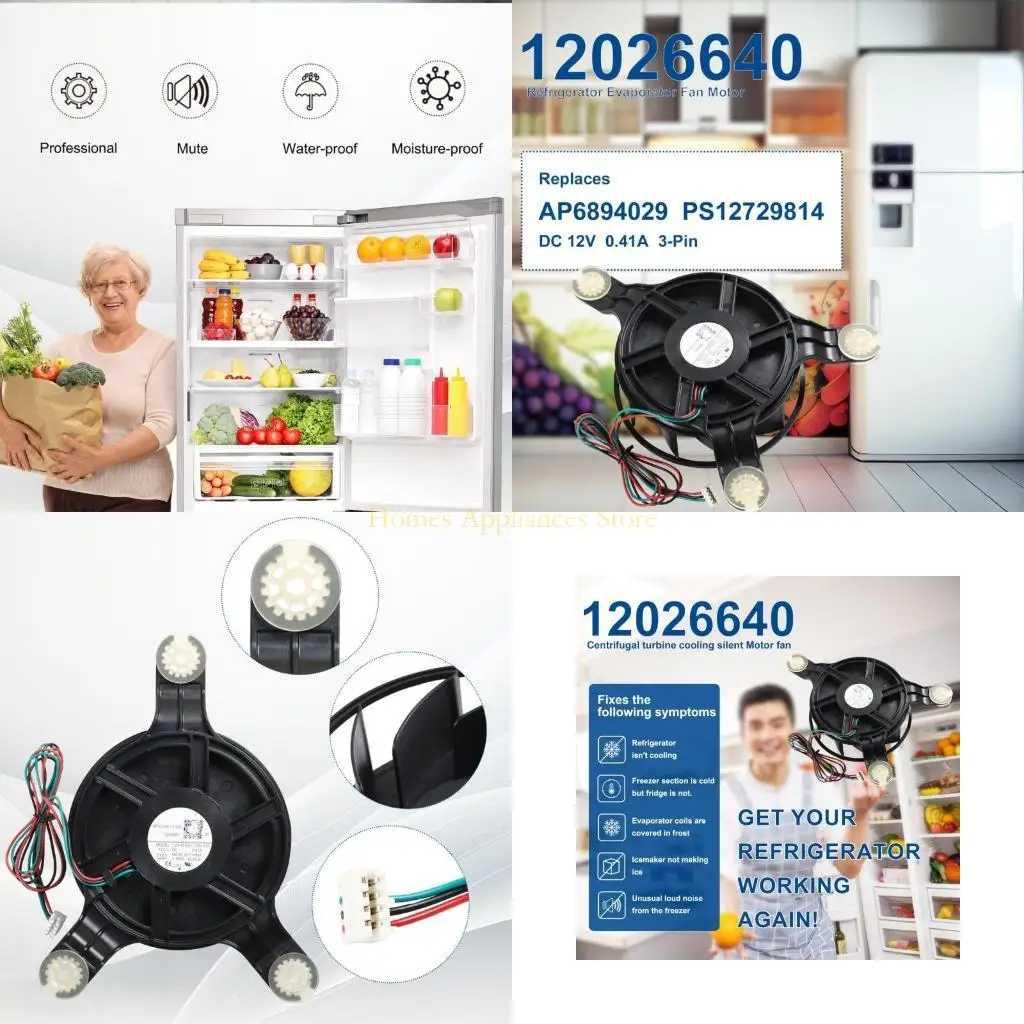 O congelador baixo nível ruído do ventilador refrigeração do refrigerador D0AB 12026640 parte a instalação fácil