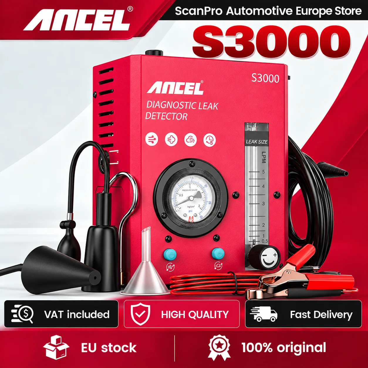 Image of ANCEL S3000 Auto-Rauch-Leckdetektor EVAP Rauchrohr Automobil-Gasleckage-Analysator Vakuum-Rauchgenerator Auto-Diagnosewerkzeuge