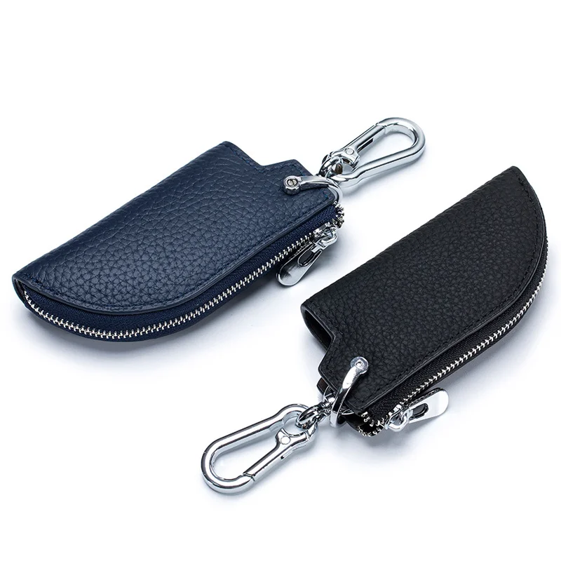 Étui à clés en cuir à fermeture éclair pour hommes, monté à la taille, couverture de clé de voiture, porte-clés domestique multifonctionnel, mini porte-clés portable, nouveau