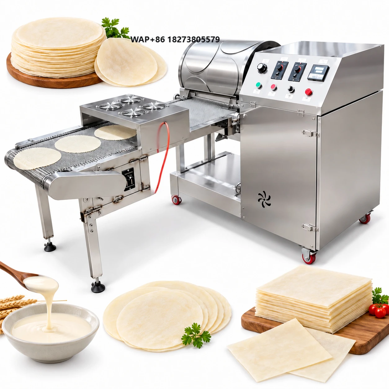 Movable Pancake Machine With Wheels Commercial Electric Crepe Maker for Restaurant Catering Business