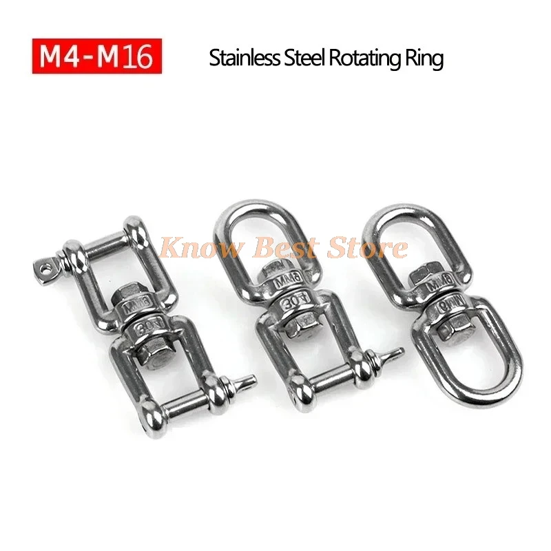 8-Shape 304# Stainless Steel Rotating Ring Wire Rope Connect Shackle  Fast Unloading Hook Hasps Connecting Buckle Size M4 to M22