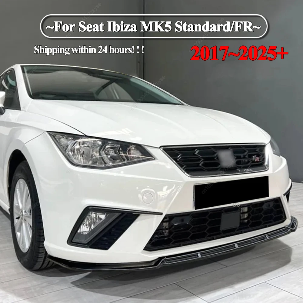 Car Front Bumper Lip Diffuser Splitter For Seat Ibiza MK5 Standard/FR 2017-2024+ Canard Spoiler ABS Gloss Black Body Kit Tuning