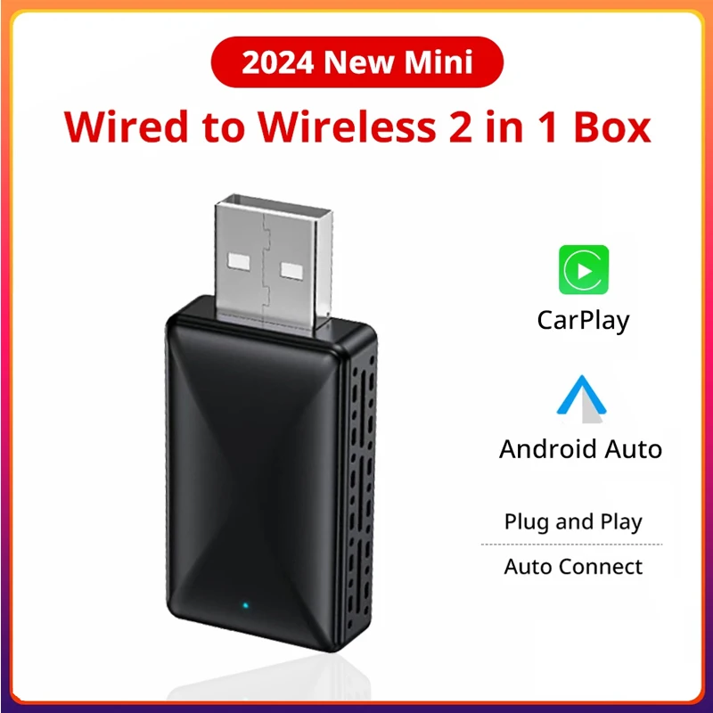 2in1 Wireless CarPlay Android Auto Keep original car function Automatic connection for OEM Car Stereo With USB Plug and Play