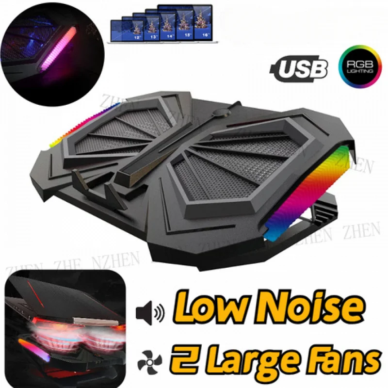 

Y Laptop Cooler Pad Gaming Notebook Radiator PC Cooling Fan Adjustable Stand RGB