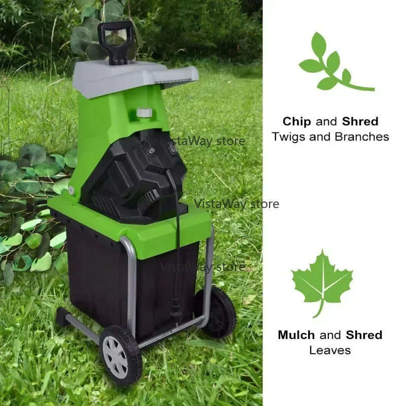2500W Corded Wood Shredder 40mm Cutting Capacity Garden Electric Leaves Tree Branches Shredder With 50L Collection Bag
