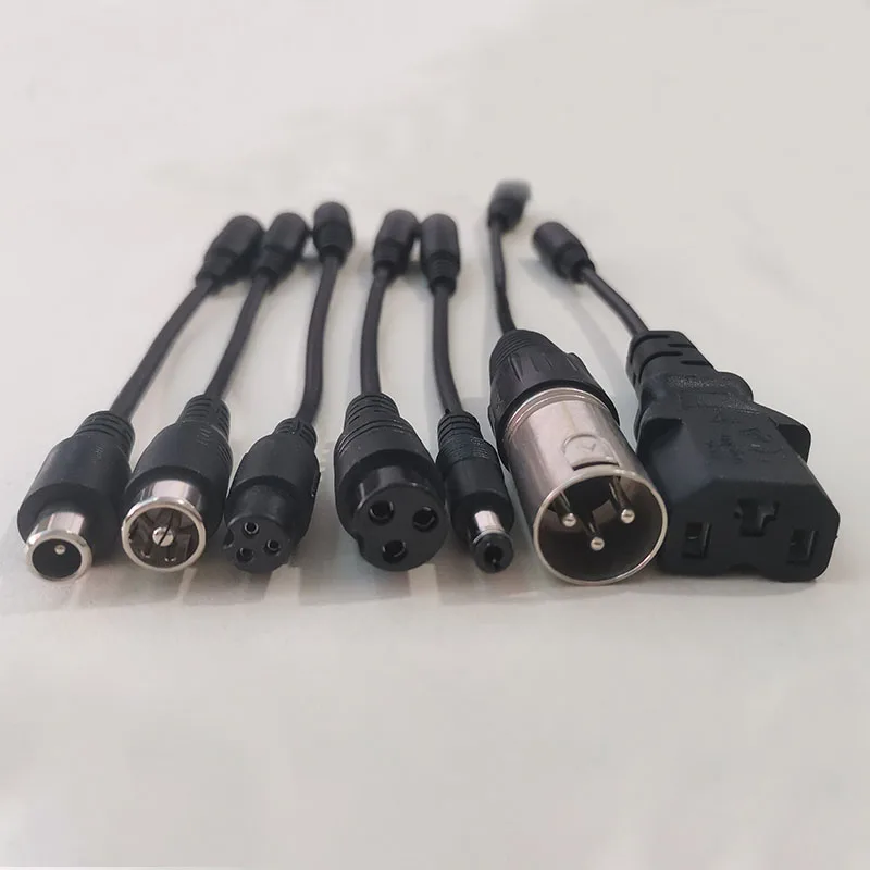 DC 5.5X2.1 To M12 M16 3Pin XLR RCA IEC 3P 8016 5525 Connector Cable Adapter For Scooter Electric Bike Charger Accessories Plug