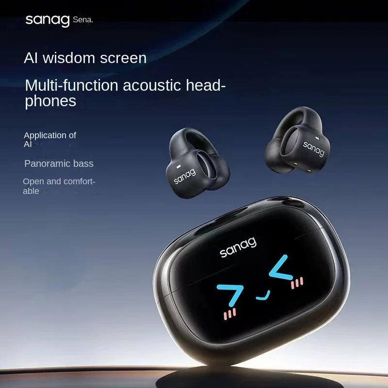 

Sanag S3 Pro AI Smart Screen Bluetooth Earphone 360 ° Stereo Sound OWS Headphones Open Ear TWS Earbuds Earclip Wireless Headset