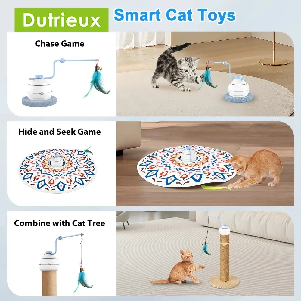 Electric Cat Toy with USB Charging, 360 Rotating, Interactive Puzzle, Intelligent Pet Items, Teasing Feather, Cat Supplies, Acce