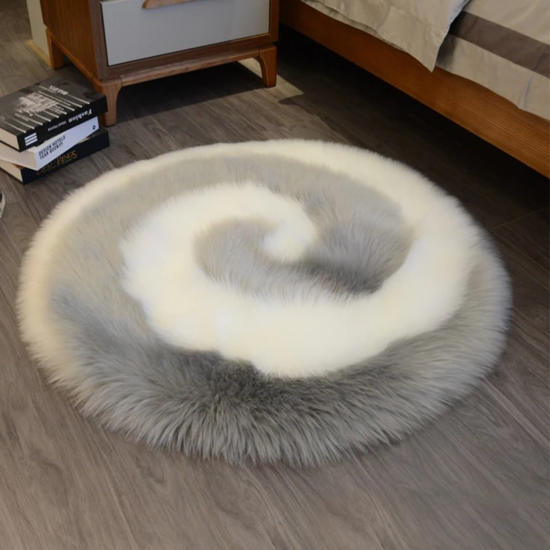 40cm Circle candy Design Shaggy Carpet Artificial Sheepskin Wool Faux Fluffy Mats Cute Area Rug Children Room Carpet Home Decor