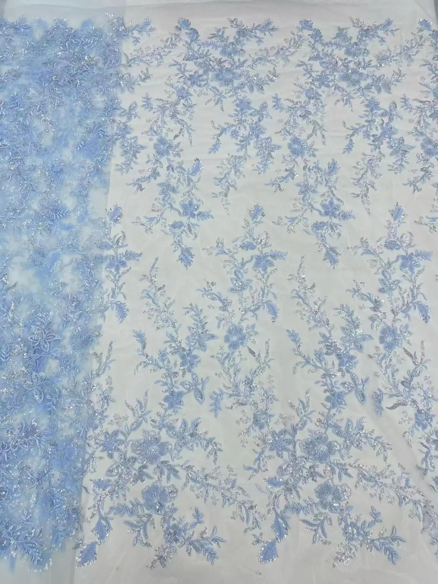 Luxury African Sequins Tulle Lace Fabric High Quality French Nigerian Handmade Beads Lace Fabric For Wedding Dress Sew PXX26142