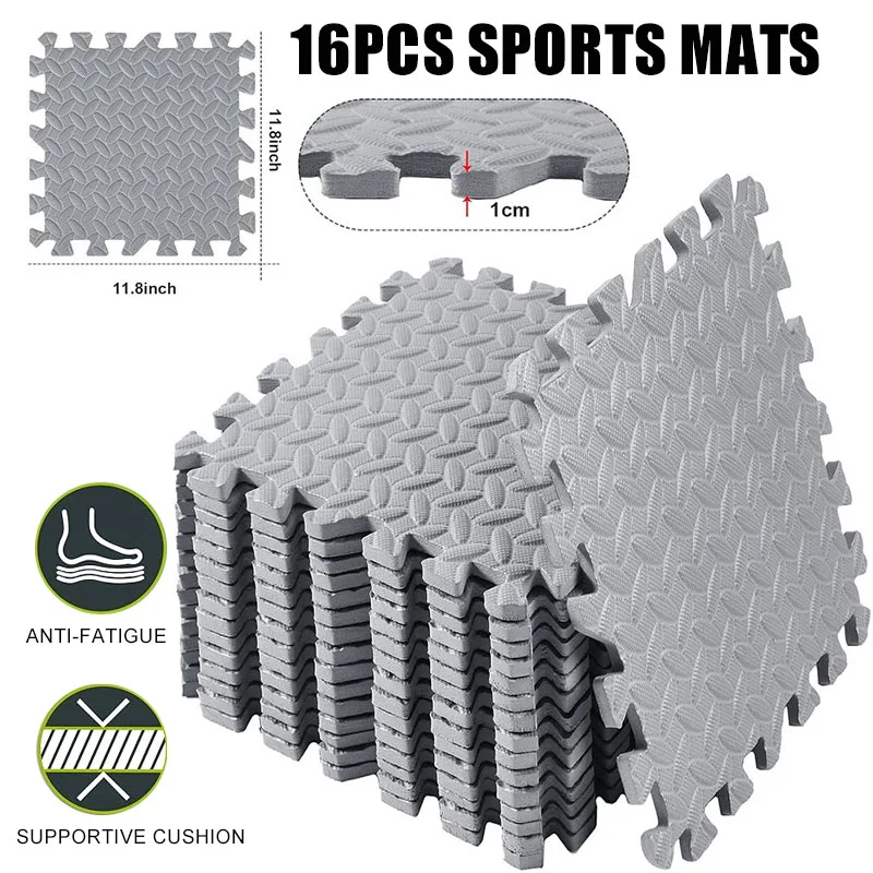 16 Pcs EVA Foam Floor Exercise Padding Interlocking for Home Gym Mat for Fitness & Body Building Home Workout Equipment