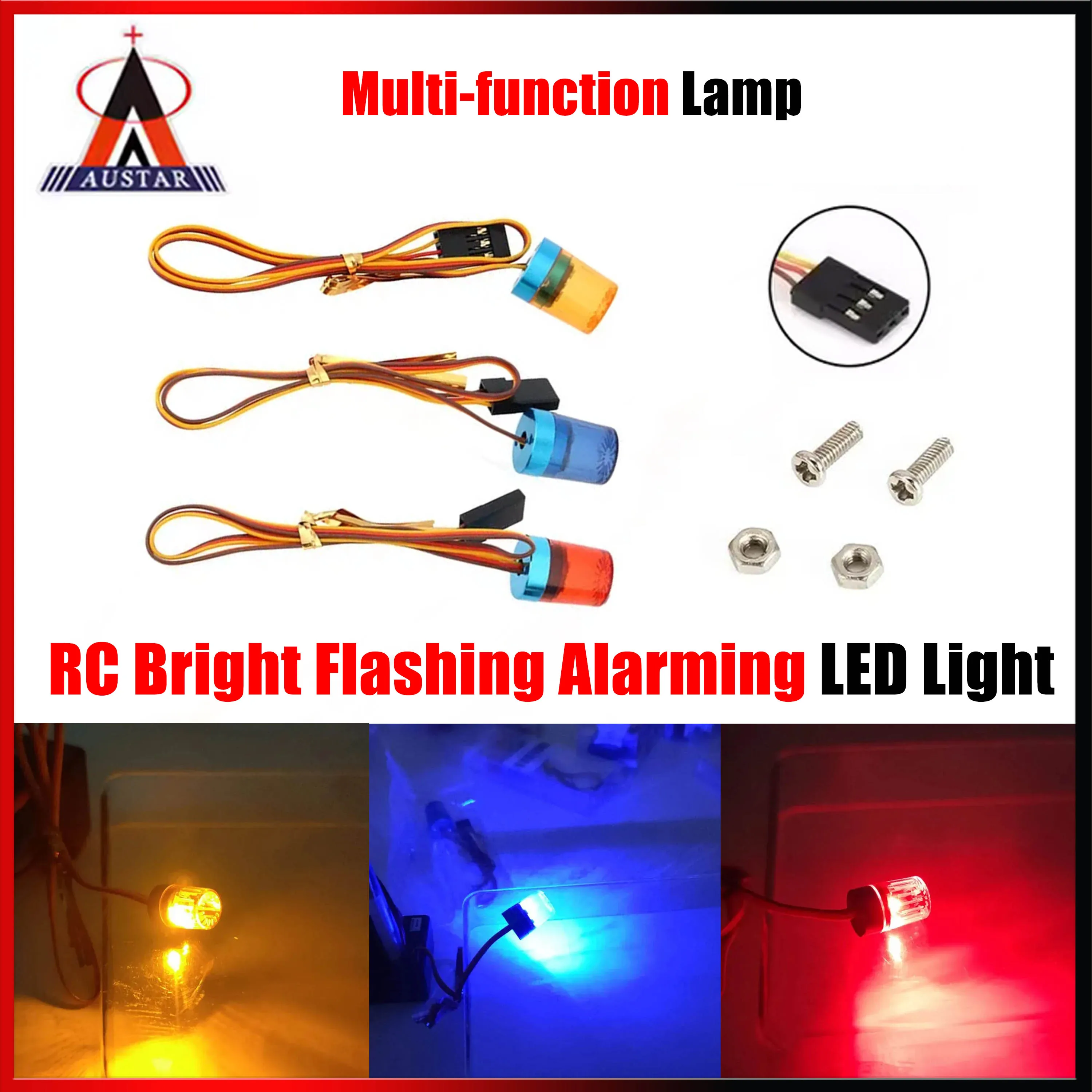 RC Multi-function Flashing Rotating LED Light Bar Police Alarming Lamp for 1/10 RC Crawler Car Engineering Truck Upgrade Parts