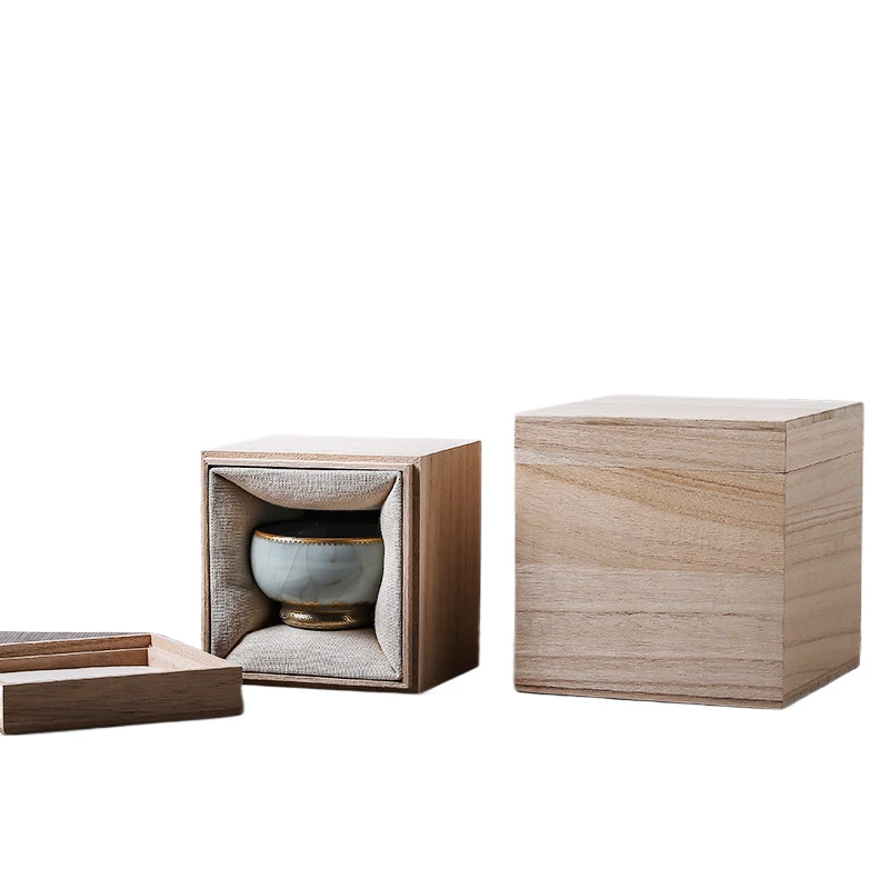 Paulownia Box Square Solid Wood Tea Set, Teacup Clay Pot, Honey Packing Boxes