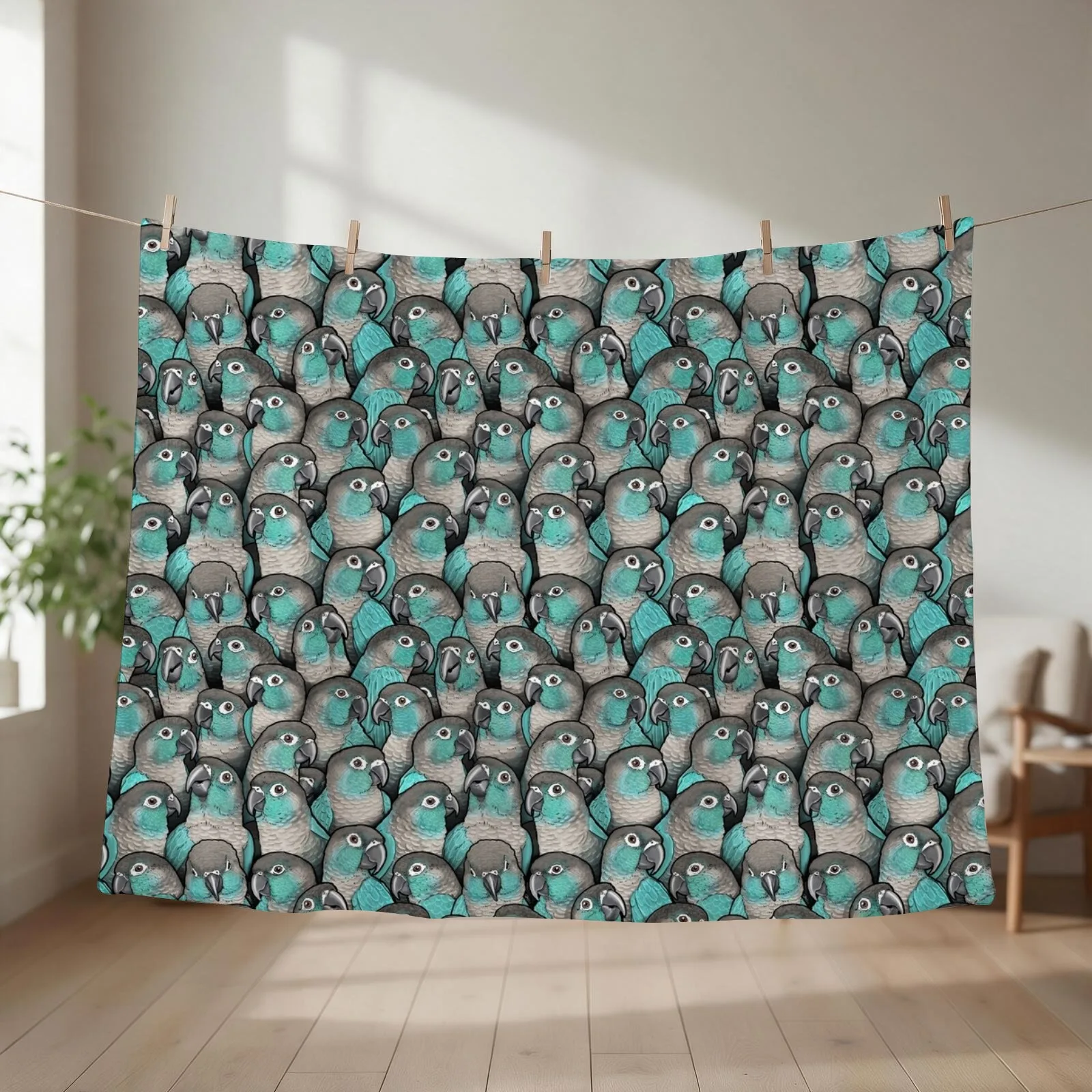 Turquoise Green-Cheeked Conures Throw Blanket Bed linens Thin Bed Fashionable Thermals For Travel Blankets